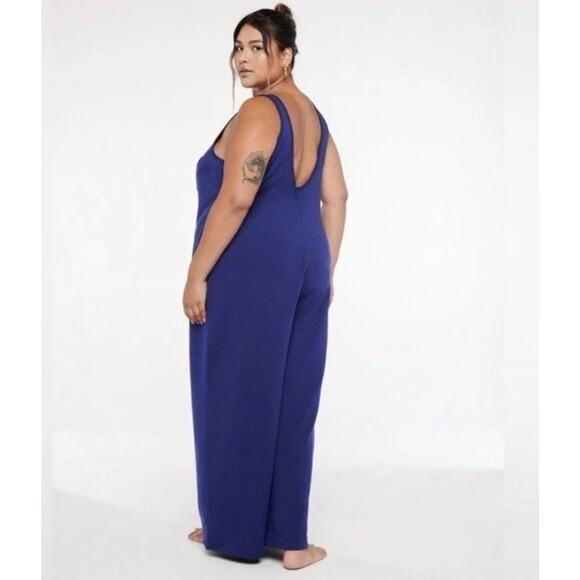 NWT Savage X Fenty Navy Blue Fleece Pull On Comfy Casual Jumpsuit Size 1X - Picture 2 of 10